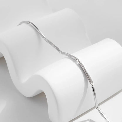 MODIAN White Gold Plated Bracelet For Women 925 Sterling Silver Rectangle Pave Setting Bracelet Dainty Fashion Basic Jewelry by All Mart Bristol Ltd