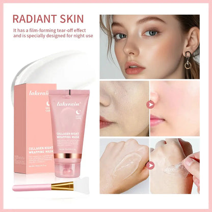 Collagen Wrapping Mask And Brush Set Rejuvenation Moisturize Brightening Korean Face Mask Make Glowy Skin Elasticity Facial Mask by All Mart Bristol Ltd
