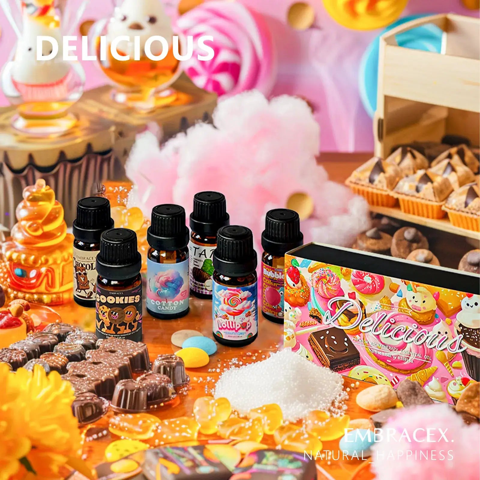 6PC/1PC 10ML Delicious Essential Oils Skincare Women Perfume Chocolate Cookies Lollipop Taro Cotton Candy Bubble Gum Sweet Gift by All Mart Bristol Ltd