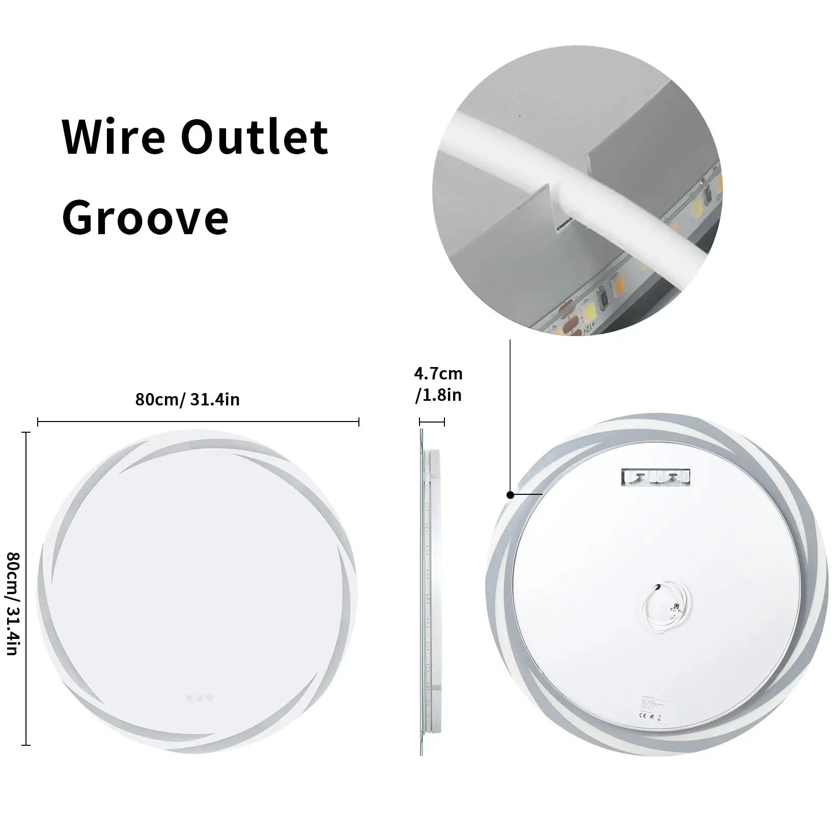 Anti-fog LED Bathroom Mirror Circle Backlit HD Wall Mounted Vanity Mirror Shatterproof 3 Colors Lights Adjust by All Mart Bristol Ltd