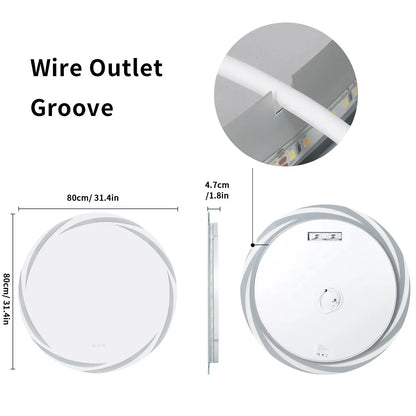 Anti-fog LED Bathroom Mirror Circle Backlit HD Wall Mounted Vanity Mirror Shatterproof 3 Colors Lights Adjust by All Mart Bristol Ltd