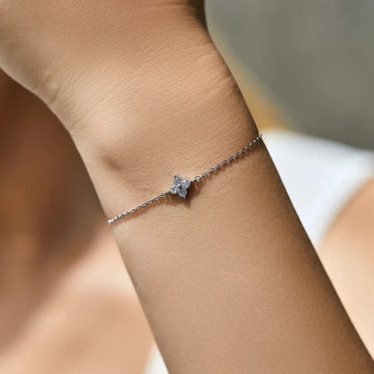 MODIAN 925 Sterling Silver Stackable Four Leaf Clover CZ Bracelet For White Gold Plated Link Chain Women Party Fine Jewelry by All Mart Bristol Ltd
