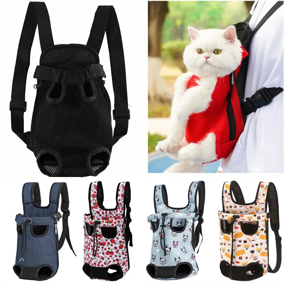 Adjustable Cat Carrier Bag Pet Double Shoulder Backpack Portable Bag Outdoor Travel Camping Hiking Cat Bag Dog Bag by All Mart Bristol Ltd