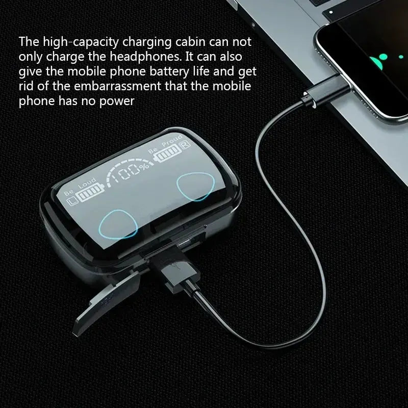 M10 Bluetooth Earphones Handfree LED Dispay Headphones Bluetooth HiFi Stereo Music Wireless Earbuds Waterproof Gaming Headset by All Mart Bristol Ltd