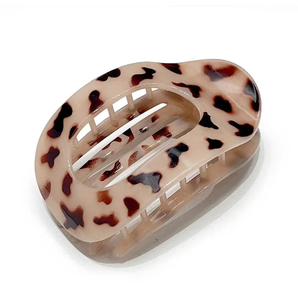 Fashion Oval Hair Claw Clip for Women New Design Leopard Matte Curved Flat Styling Barrettes Acrylic Lying Down Hair Accessories by All Mart Bristol Ltd