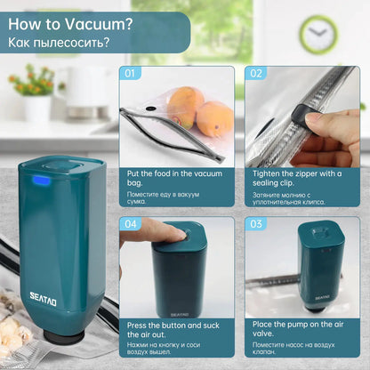 Electric Handheld Vacuum Sealer and Reusable Food Storage Bags by All Mart Bristol Ltd