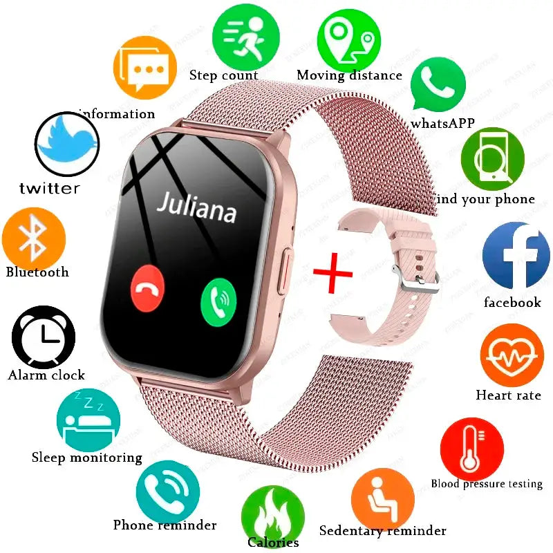 2026 New Lady fashion Smart Watch Men Women Heart Rate Blood Pressure Fitness Tracker Bluetooth Call Smartwatch Man For Android by All Mart Bristol Ltd
