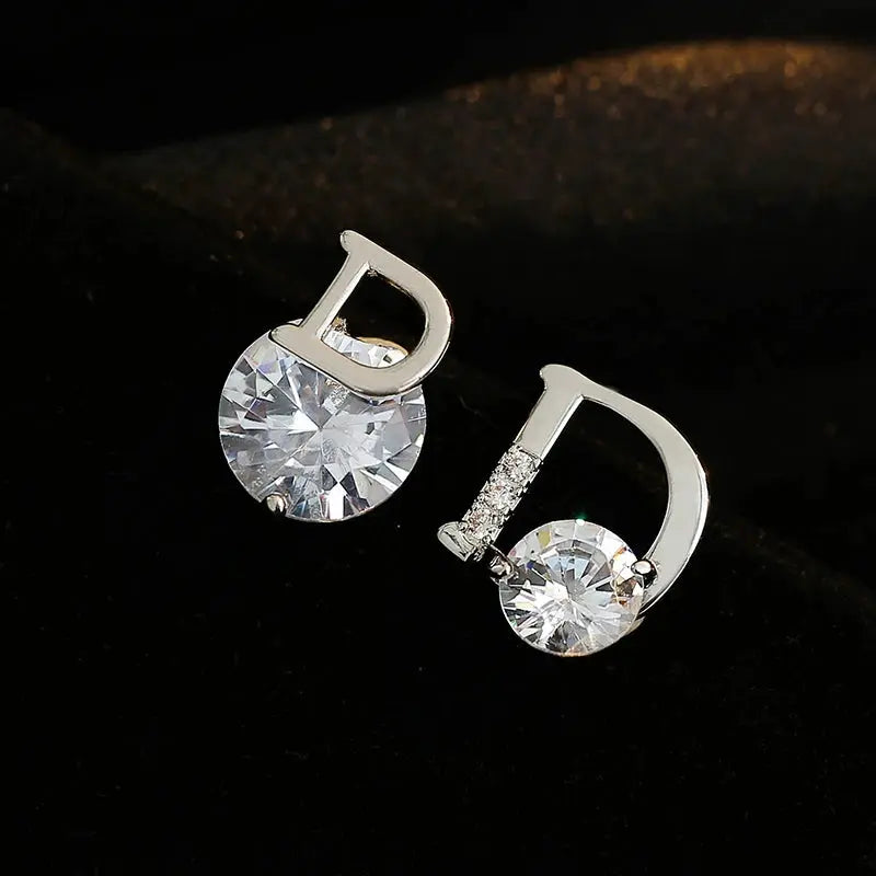 Korean Style Design sense Classic Asymmetric D Letter Gold Colour Earrings Women's Temperament Accessories Party Luxury Jewelry by All Mart Bristol Ltd