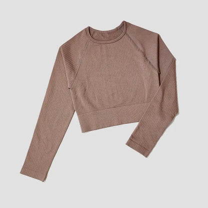 Yoga Sports Crop Top Long Sleeve Gym Women's Seamless T-shirt Fitness Woman Sport T-shirt Workout Tops For Women's Sportswear by All Mart Bristol Ltd