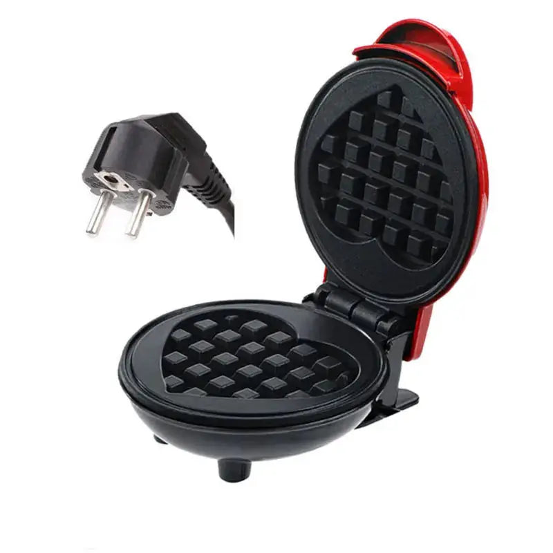 Electric Waffle Machine Portable Home Breakfast Machine Waffle Maker Breakfast Love Heart Shaped Waffle Maker Cooking Appliance by All Mart Bristol Ltd