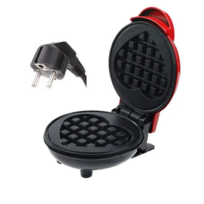 Electric Waffle Machine Portable Home Breakfast Machine Waffle Maker Breakfast Love Heart Shaped Waffle Maker Cooking Appliance by All Mart Bristol Ltd