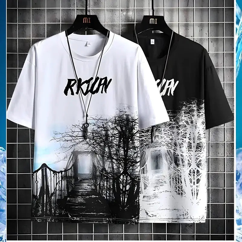 T-shirt for Men Hoodies Summer Men Clothing Cartoon Casual Harajuku Streetwear Print Hooded Top Short Sleeve Sweatshirts Men by All Mart Bristol Ltd