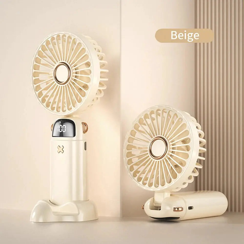 Hot Sell Handheld Mini Fan Foldable Portable Neck Hanging Fans 5 Speed USB Rechargeable Fan with Phone Stand and Display Screen by All Mart Bristol Ltd