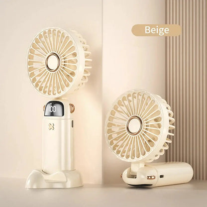Hot Sell Handheld Mini Fan Foldable Portable Neck Hanging Fans 5 Speed USB Rechargeable Fan with Phone Stand and Display Screen by All Mart Bristol Ltd