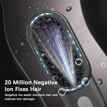Wireless Straight Curling Hair Comb Heating Negative Ion Hair Straightener Rechargeable Anti-scalding Electric Hair Care Brushes by All Mart Bristol Ltd