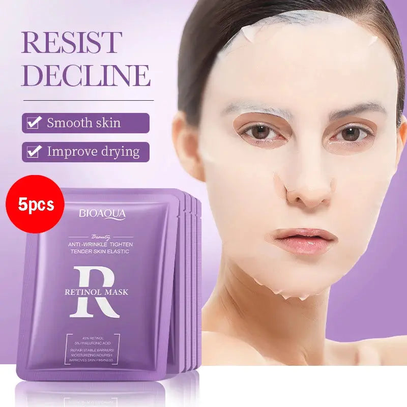 5/10pcs BIOAQUA Snail Hyaluronic Acid Retinol Face Mask skincare Moisturizing Hydrating Firming Facial Masks for Face Skin Care by All Mart Bristol Ltd