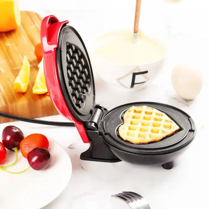 Electric Waffle Machine Portable Home Breakfast Machine Waffle Maker Breakfast Love Heart Shaped Waffle Maker Cooking Appliance by All Mart Bristol Ltd