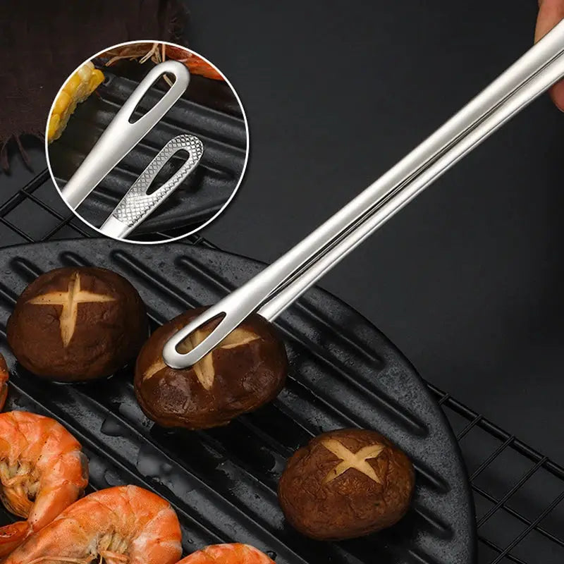 2Pcs Kitchen Tongs Barbecue Grill Tongs Stainless Steel Cooking Tweezers Chef Food Meat Tongs Clip BBQ Tools Kitchen Accessories by All Mart Bristol Ltd