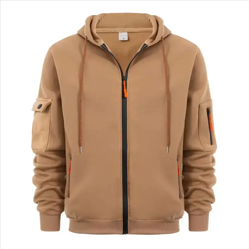 Spring Autumn Hooded Hoodies Men Fashion Zipper Pocket Sports Cardigan Outwear Male Solid Casual Jogging Sweatshirt Jackets Coat by All Mart Bristol Ltd