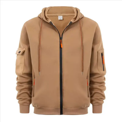 Spring Autumn Hooded Hoodies Men Fashion Zipper Pocket Sports Cardigan Outwear Male Solid Casual Jogging Sweatshirt Jackets Coat by All Mart Bristol Ltd