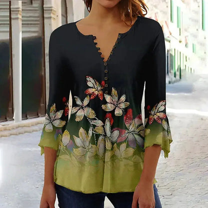 Women'S V-Neck Button-Down T-Shirt Street Trend Top Fashion V-Neck Clothing Printed Women'S T-Shirt Casual Everything T-Shirt by All Mart Bristol Ltd
