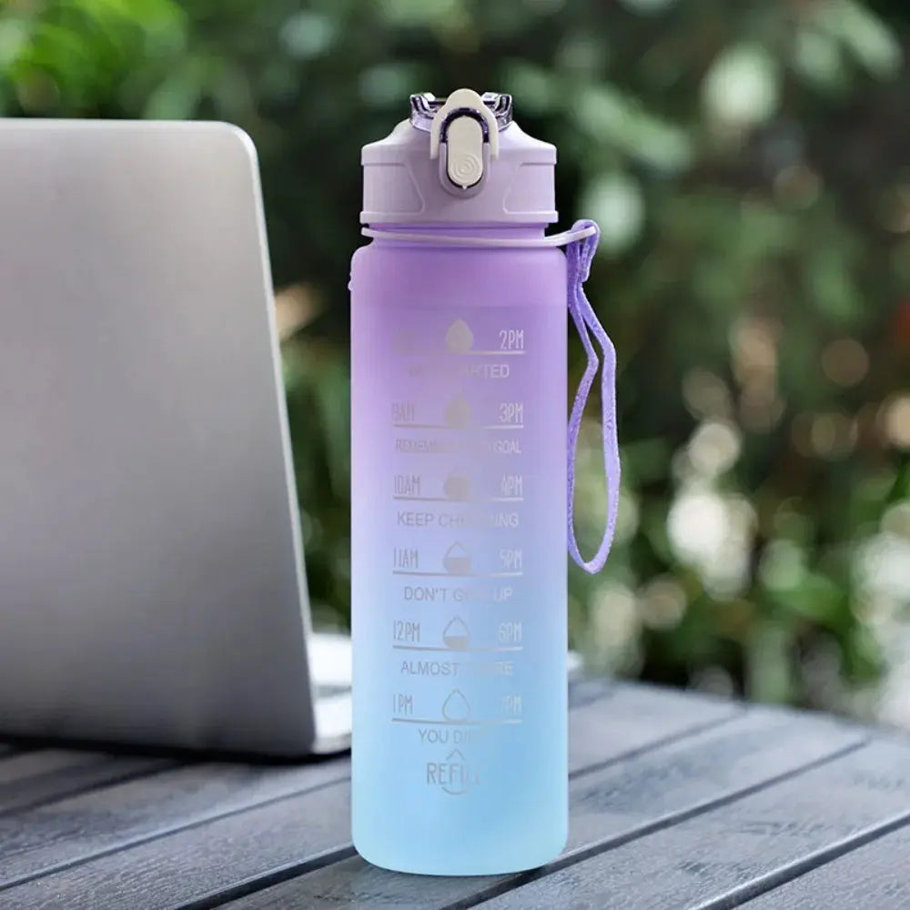 750ML Large Capacity Water Bottle Portable Plastic Clear Drink Bottle with Time Marker Motivational Sports Water Cup by All Mart Bristol Ltd
