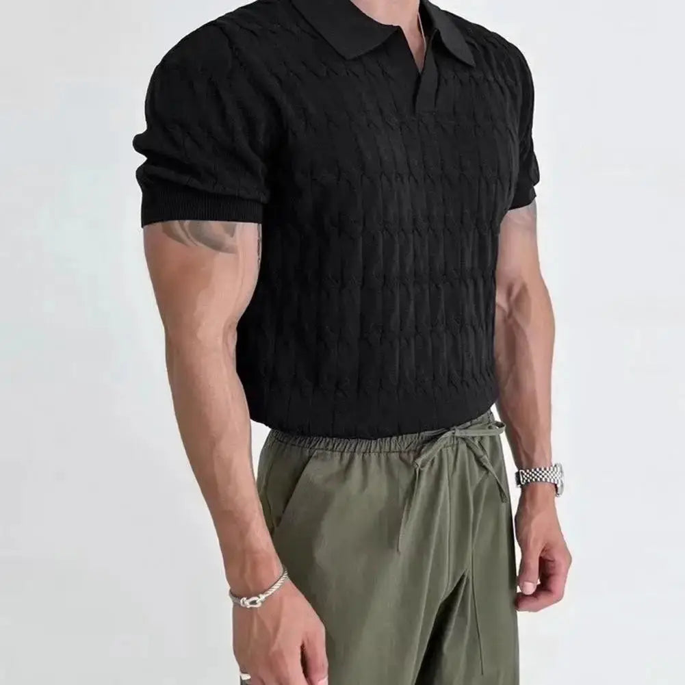 Men T Shirt Solid Color Striped O-neck Short Sleeve Streetwear Casual Men Clothing Summer 2023 Fitness Fashion Tee Tops by All Mart Bristol Ltd