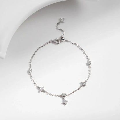 MODIAN Sparkling CZ Bracelet 925 Sterling Silver Delicate Four Leaf Clover Charm Bracelet For Women Fine Jewelry Vacation Gift by All Mart Bristol Ltd