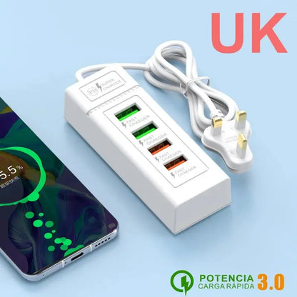 4 Ports USB Fast Charging Charger Type C Wall Charger For iPhone Samsung Xiaomi Huawei Phone Charger EU/US/UK Plug Power Adapter by All Mart Bristol Ltd