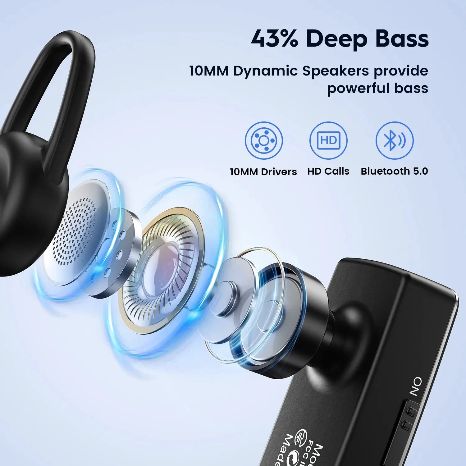 New Bee Bluetooth Wireless Headset Earbuds Earphones With Micro Ear Hook Handsfree for Driving Business Headphones by All Mart Bristol Ltd