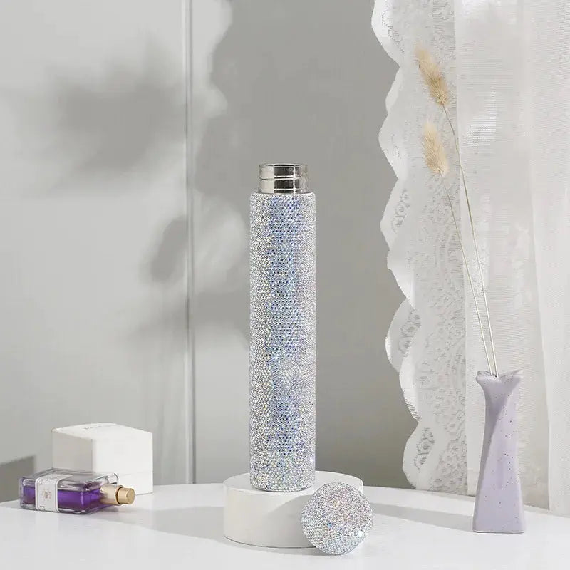 Creative Bling Slender Vacuum Flask Stainless Steel Water Bottle Tumbler Thermos Rhinestone Travel Portable Insulated Cup Mug by All Mart Bristol Ltd