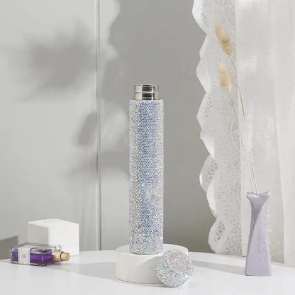 Creative Bling Slender Vacuum Flask Stainless Steel Water Bottle Tumbler Thermos Rhinestone Travel Portable Insulated Cup Mug by All Mart Bristol Ltd