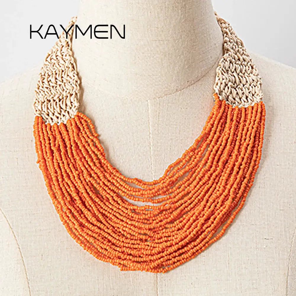 KAYMEN Fashion Handmade Small Beaded Strands Necklace Statement Bohemia Choker Necklace Multi Layers Jewelry Accessory Gifts by All Mart Bristol Ltd