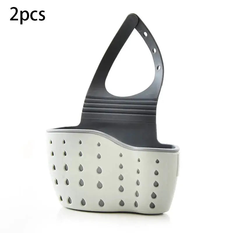 Sink Draining Hanging Basket Adjustable Kitchen Accessories Rubber Sink Bag Soap Sponge Shelf Faucet Holder for Bathroom by All Mart Bristol Ltd