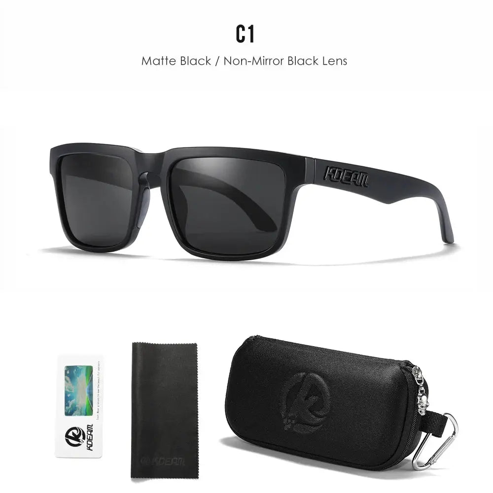 KDEAM Men's Polarized Sunglasses Square Casual Outdoors Sun Glasses Women Unisex Sunglass For Couple With Zipper Case by All Mart Bristol Ltd