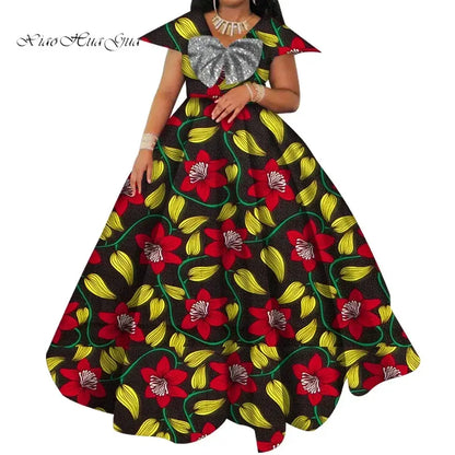Bazin Riche African Print Dresses for Women Short Sleeve Long Wedding Dress Party Vestido Cotton Women African Clothing WY6098 by All Mart Bristol Ltd
