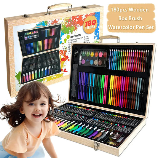 180-Piece Children's Coloring Brush Set Gift Box Assorted Colors Art Supplies for Kids Educational Toy by All Mart Bristol Ltd