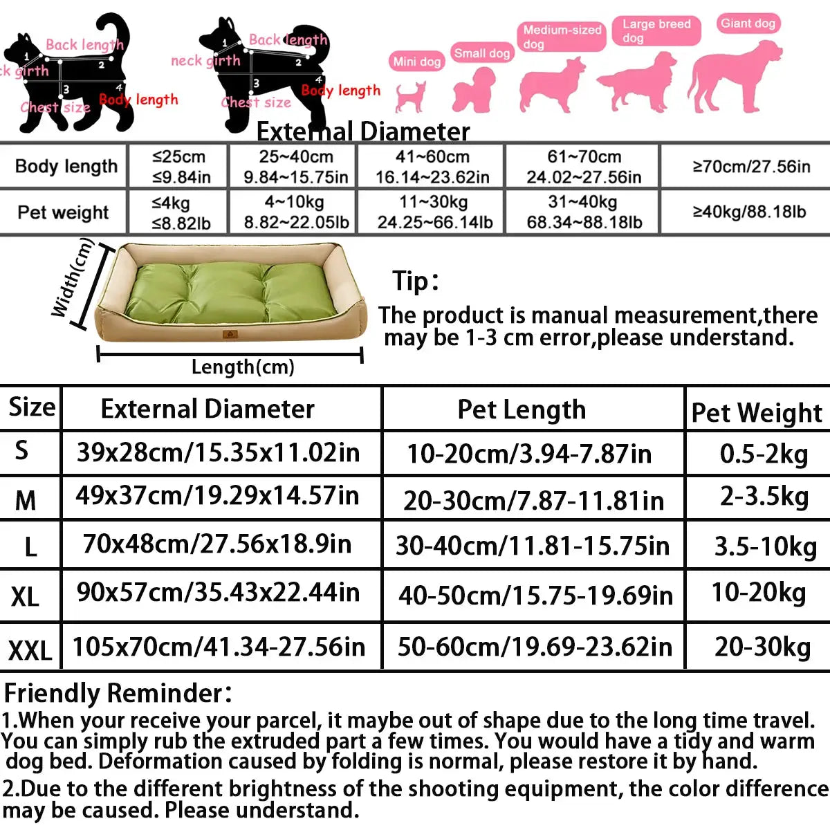 Large Dog Bed Waterproof Dog Bed for Big Dogs Summer Cooling Cat Bed Soft Sleeping Pet Mat All Seasons Puppy Mat for Chihuahua by All Mart Bristol Ltd