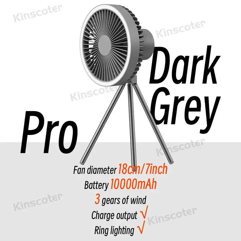 10000mAh 4000mAh Camping Fan Rechargeable Desktop Portable Circulator Wireless Ceiling Electric Fan with Power Bank LED Lighting by All Mart Bristol Ltd