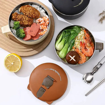 Instant Noodles Bowl 304 Stainless Steel Instant Noodle Cup With Lid Portable Ramen Bowl Food Containers Dish For Ramen by All Mart Bristol Ltd