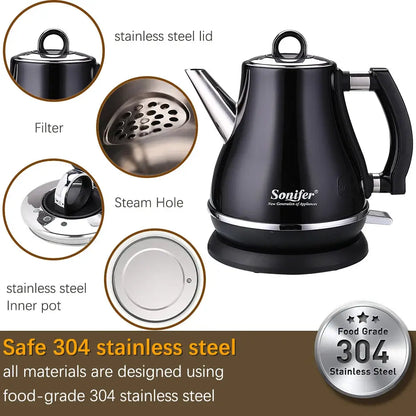 1.2L Colorful 304 Stainless Steel Electric Kettle 1500W Household 220V Quick Heating Electric Boiling Tea Pot Sonifer by All Mart Bristol Ltd