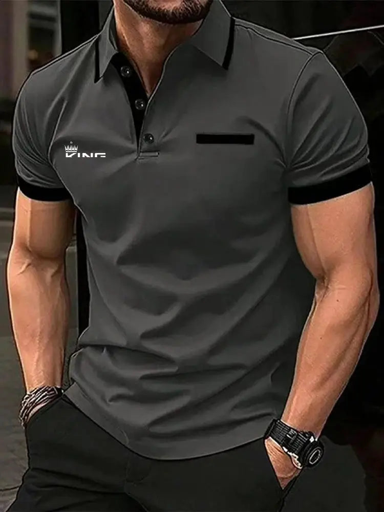 Men's Polo Shirt Golf Shirt Casual Sports Lapel Short Sleeve Fashion Basic Color Block Patchwork Summer Regular Fit Polo Shirt by All Mart Bristol Ltd