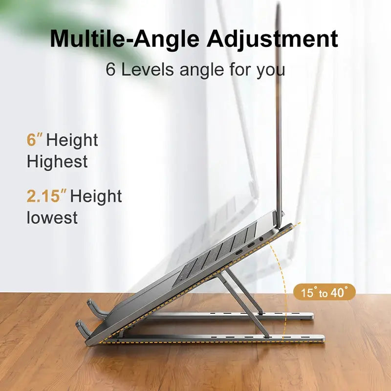 Aluminum Alloy Laptop Holder Stand Adjustable Foldable Portable for Notebook Computer Bracket Lifting Cooling Holder Non-slip by All Mart Bristol Ltd
