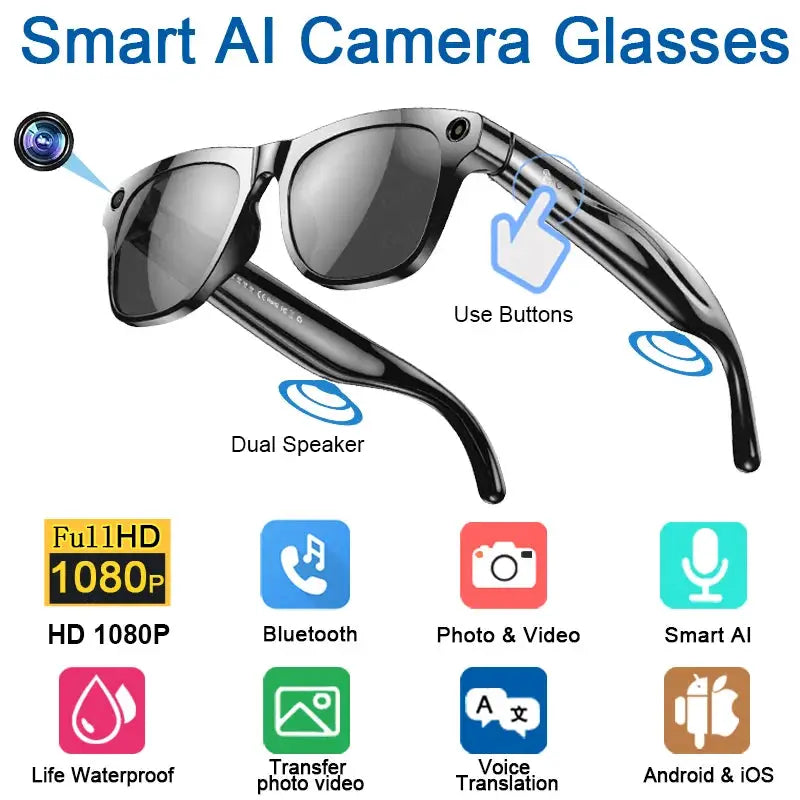 2026 4K HD Color Changing AI Smart Glasses Chat GPT 100MP Camera Bluetooth Call Voice Assistant Control Smart Glasses 2026 New by All Mart Bristol Ltd