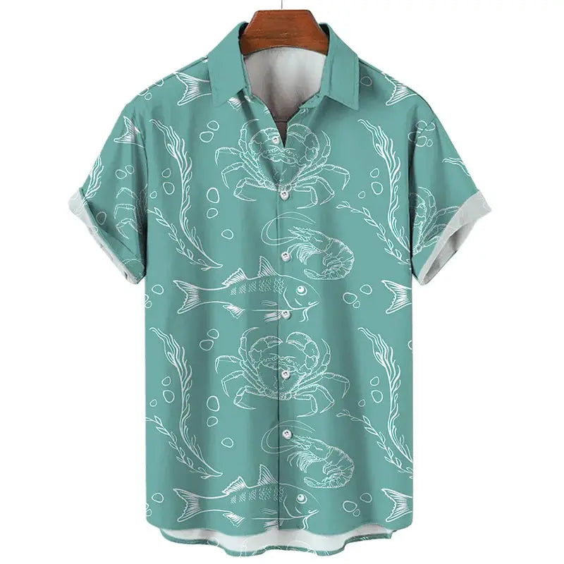 3d Print Shark Jellyfish Hawaiian Shirt For Men Casual Sea Life Animal Pattern Short Sleeve Blouse Summer Fashion Top Shirts by All Mart Bristol Ltd