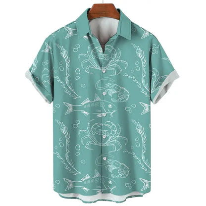 3d Print Shark Jellyfish Hawaiian Shirt For Men Casual Sea Life Animal Pattern Short Sleeve Blouse Summer Fashion Top Shirts by All Mart Bristol Ltd