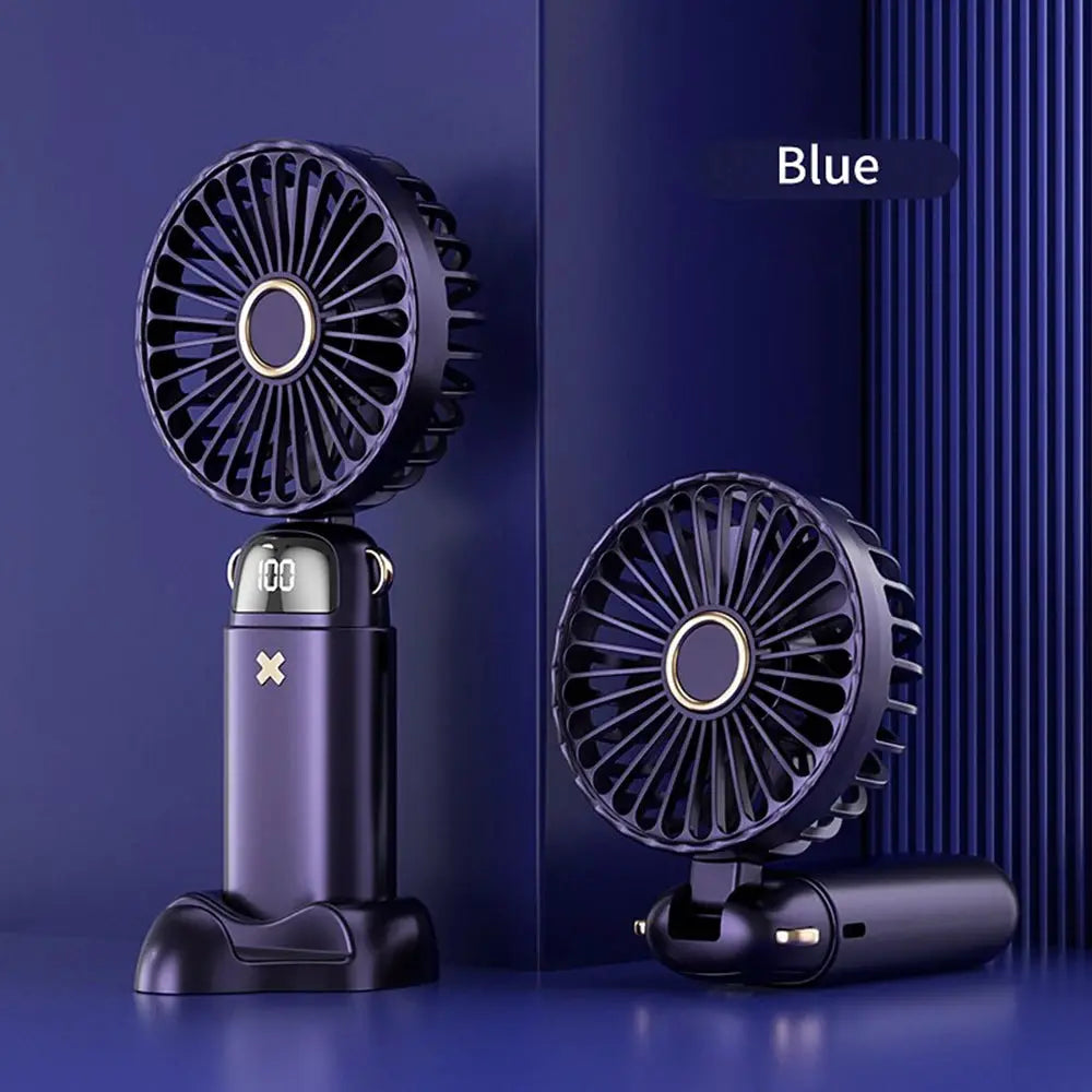 Hot Sell Handheld Mini Fan Foldable Portable Neck Hanging Fans 5 Speed USB Rechargeable Fan with Phone Stand and Display Screen by All Mart Bristol Ltd