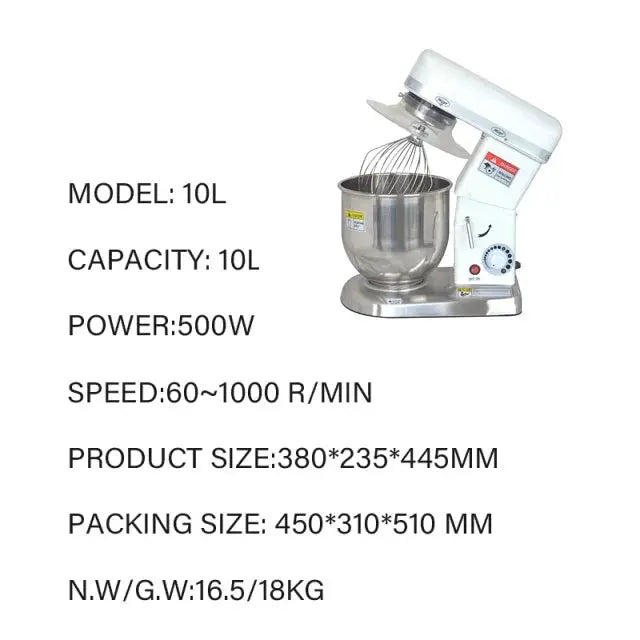 Electric Kitchen Machine Cake Food Processors Dough Bread Blender 220V 10L Stainless Steel Bowl Commercial Stand Food Mixer by All Mart Bristol Ltd