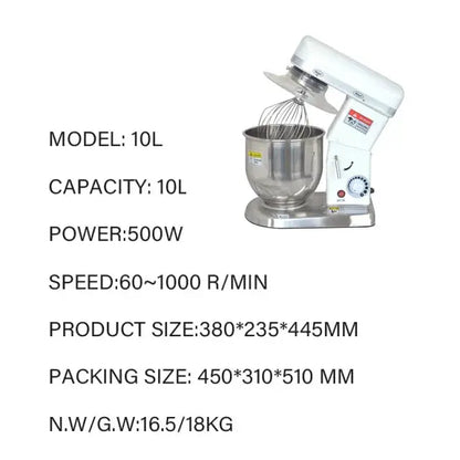 Electric Kitchen Machine Cake Food Processors Dough Bread Blender 220V 10L Stainless Steel Bowl Commercial Stand Food Mixer by All Mart Bristol Ltd