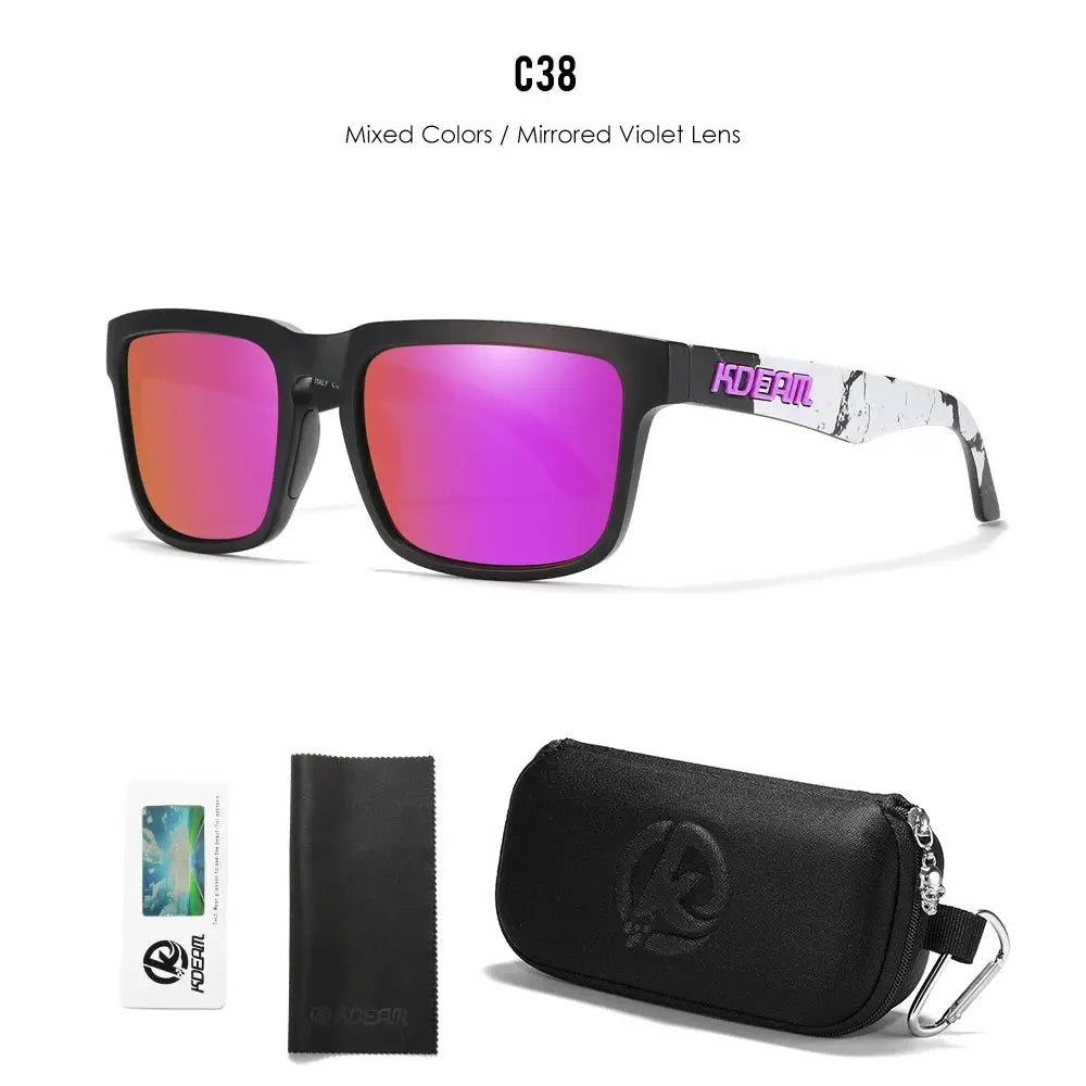 KDEAM Men's Polarized Sunglasses Square Casual Outdoors Sun Glasses Women Unisex Sunglass For Couple With Zipper Case by All Mart Bristol Ltd